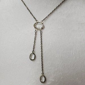 Silver plated necklace with glass bead pendants